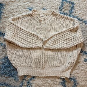 Babaa Textured Cream Crew Neck Sweater